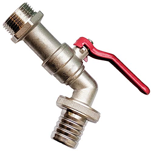 Kugelhahn 3/4" Halb Zoll Außengewinde ca.26mm Anschluss AG aus Messing Metall mit Schlauch Tülle Außendurchmesser 20 mm Auslauf Ventil Wasser Kran von MegaHaustechnik