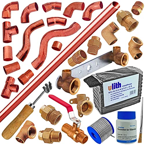 Löt Fitting alle Sorten | Kupfer Rotguss | Winkel Bogen Übergang T-Stück Zubehör | 10-35 mm >>> Kupfer Muffe m. Anschlag (i-i) 15mm von MegaHaustechnik