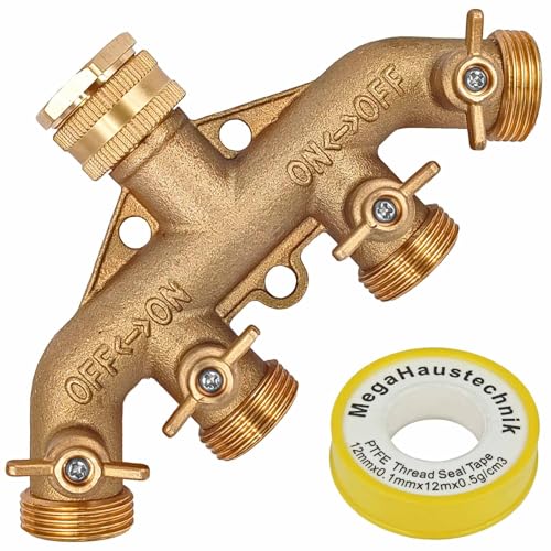 MegaHaustechnik 4 Wege Wasserhahn Wasser Verteiler Kugel Ventil aus Messing mit Hahn Anschluss 3/4" und 1/2" Rohr Zoll Innengewinde IG mit Dichtung + Dichtband und 4x 3/4" Aussengewinde AG MegaHaustechnik 4 Wege Wasserhahn Wasser Verteiler Kugel Ventil aus Messing mit Hahn Anschluss 3/4" und 1/2" Rohr Zoll Innengewinde IG mit Dichtung + Dichtband und 4x 3/4" Aussengewinde AG von MegaHaustechnik