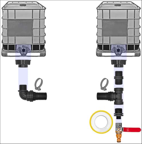 IBC Container Regen Wasser Tank Verbinder Kupplung Set2 - Ausführung für 2 IBC Tanks S60x6 + Kugelhahn2 von MegaHaustechnik