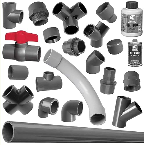 MegaHaustechnik Klebefitting PVC-U | Ø 20-50mm | PP PE Pool Winkel Muffe Kugelhahn Fittings > PVC-Rohr 2 Meter Stück 20mm Rohr-Außendurchmesser von MegaHaustechnik