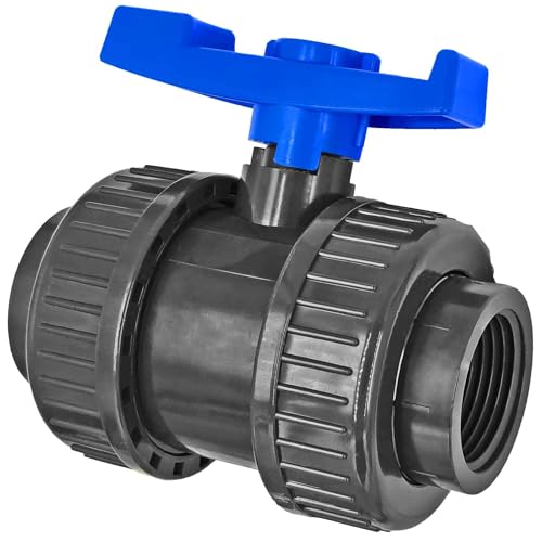 MegaHaustechnik Kugelhahn Verbindungsstück Überwurfmutter blauem Griff mit 1 1/2" Rohr Zoll Innengewinde IG - Gewinde Fitting Verschraubung aus Kunststoff PP PE PVC MegaHaustechnik Kugelhahn Verbindungsstück Überwurfmutter blauem Griff mit 1 1/2" Rohr Zoll Innengewinde IG - Gewinde Fitting Verschraubung aus Kunststoff PP PE PVC von MegaHaustechnik