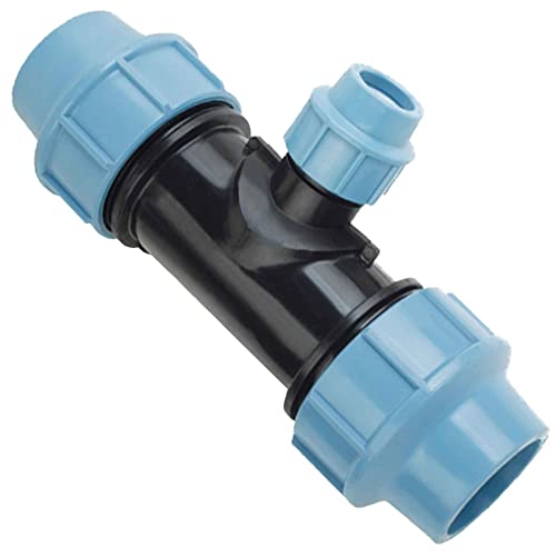 MegaHaustechnik T Stück Mittelabgang reduziert für PE Rohr Außendurchmesser 50 x 25 x 50 mm PP Fitting Kunststoff Klemm Ring Verschraubung Trinkwasser geeignet Druck PN 16 Bar Reduzierung Verbinder von MegaHaustechnik