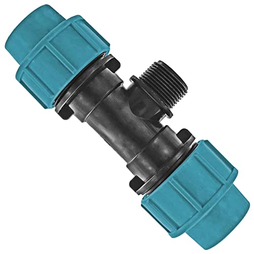PP Fitting Klemmverbinder Verschraubung - T-Stück mit 1/2" Rohr Zoll Außengewinde AG für PE Rohr-Außendurchmesser 32mm von MegaHaustechnik