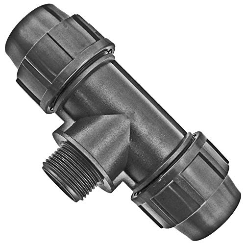 PP Fitting | T-Stück mit Außengewinde | für PE-Rohr ∅ 32 mm x 1/2 Zoll AG | Verschraubung Klemmverbinder Verteiler von MegaHaustechnik