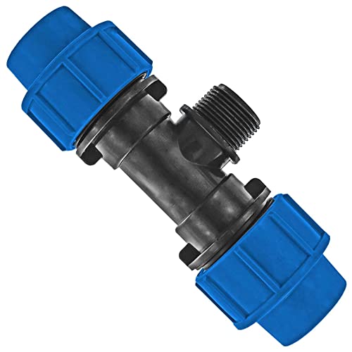 PP Fitting Klemmverbinder Verschraubung - T-Stück mit 3/4" Rohr Zoll Außengewinde AG für PE Rohr-Außendurchmesser 20mm von MegaHaustechnik