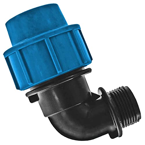 PP Fitting Klemmverbinder Verschraubung - Winkel 90° mit 3/4" Rohr Zoll Außengewinde AG für PE Rohr-Außendurchmesser 32mm von MegaHaustechnik