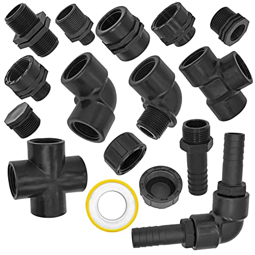 PP Gewindefittings | alle Sorten 1/2 bis 2 Zoll | Kunststoff PE PVC - Muffennippel IG-AG reduzierend 1 Zoll auf 3/4 Zoll von MegaHaustechnik