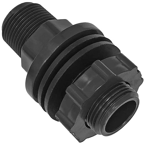 MegaHaustechnik Gewinde Fitting Verschraubung aus Kunststoff PP PE PVC - Tankdurchführung mit 2 Dichtungen, mit 1 1/4" Rohr Zoll Aussengewinde AG, für Loch Durchmesser 42mm, max. Wandungsstärke 25,5mm von MegaHaustechnik