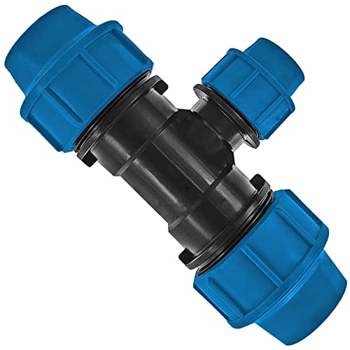 PP Fitting Klemmverbinder Verschraubung - T-Stück Mittelabgang reduzierend für PE Rohr-Außendurchmesser 25-20-25mm von MegaHaustechnik