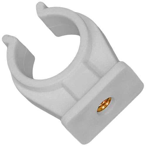 MegaHaustechnik Rohrclip weiß aus Kunststoff mit Messingbuchse/Innengewinde M6 EINFACH/DOPPELT Ø Rohr 6 bis 42mm + MENGENRABATT > 10 Stück Einfach Clip 16-18mm von MegaHaustechnik