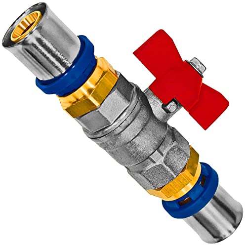 Pressfitting Kugelhahn Flügelgriff rot | Verbundrohr 16 x 2,0 20 x 2,0 26 x 3,0 32 x 3,0 mm | TH + U Profil | Wunschgröße auswählen >>> 16 x 2,0 mm von MegaHaustechnik