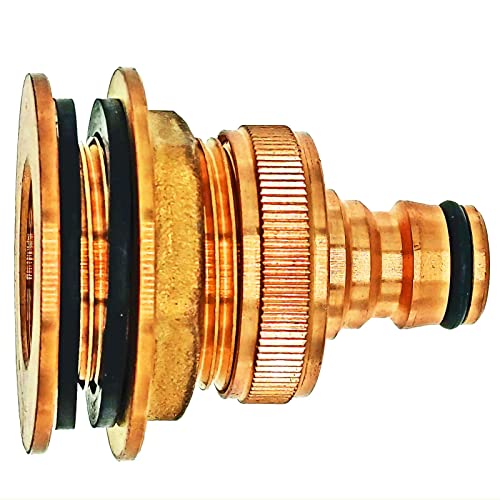 Tankdurchführung mit Anschlag und Dichtung 1/2" Rohr Zoll Innengewinde IG 19 mm für Loch Durchmesser 28 mm mit Anschlussstück Stecker passend für Gardena Schlauch Verbinder Adapter Wasser Tankdurchführung mit Anschlag und Dichtung 1/2" Rohr Zoll Innengewinde IG 19 mm für Loch Durchmesser 28 mm mit Anschlussstück Stecker passend für Gardena Schlauch Verbinder Adapter Wasser von MegaHaustechnik