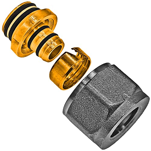 Klemmverschraubung für Kunststoff Heizrohr Mehrschicht Verbundrohr Aussendurchmesser 17mm x 2,0mm Wandstärke mit 3/4" Zoll Eurokonus Fitting Verteiler Fussbodenheizung Klemmring von MegaHaustechnik