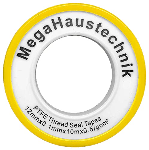 QUALITÄTS Teflondichtband | 1 - 5 Rollen mit Rabatt | 12 Millimeter breit x 0,075 Millimter stark x 10 Meter lang | Regentonnendurchführung Faßverschraubung > Wunschmenge auswählen >>> 5 Rolle von MegaHaustechnik