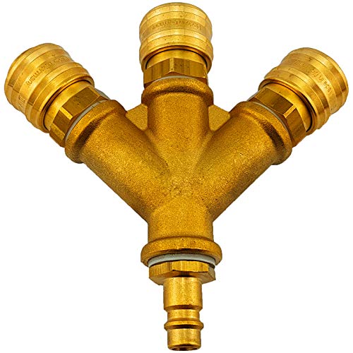 Qualitäts Druckluft Kupplung Stecker Verteiler Wanddose | Wunschausführung auswählen >>> 3-fach Kupplung mit Stecker| 1/2 Zoll Luftdurchlass von MegaHaustechnik