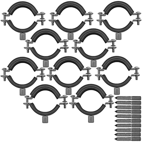 Qualitäts Edelstahl Rohrschellen mit Stockschraube | Set 10 Stück | 12 bis 207mm | Schallschutzeinlage Gummi VA V2A A2 | Wunschgröße und Menge einfach auswählen >>> 1 1/2 Zoll = 48-53mm Durchmesser von MegaHaustechnik