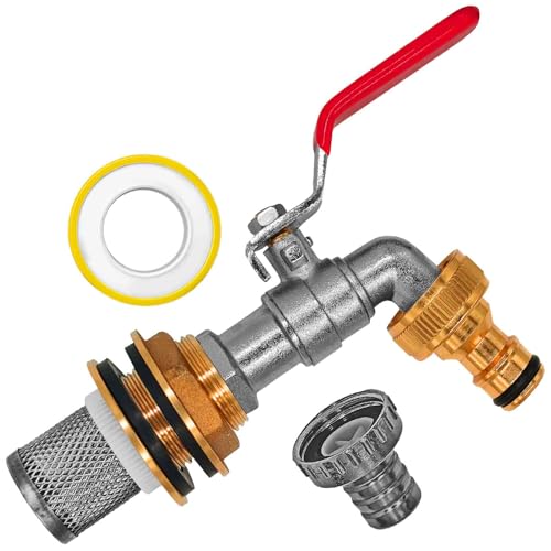 Regentonnendurchführung LochØ 27mm + Filter + Aulaufhahn mit Stecker von MegaHaustechnik