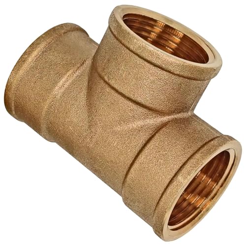 MegaHaustechnik T-Stück mit 3/4" Rohr Zoll Innengewinde IG - Gewinde Fitting Verschraubung aus Messing von MegaHaustechnik