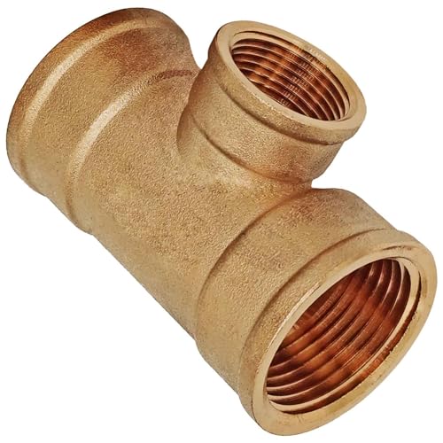 MegaHaustechnik T-Stück Mittelabgang reduzierend 3/4" mit 1/2" Rohr Zoll Innengewinde IG - Gewinde Fitting Verschraubung aus Messing von MegaHaustechnik