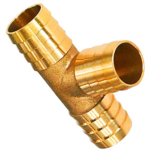 T Stück Verbinder aus Messing Schlauchtüllen Außendurchmesser 13 mm für 1/2" Zoll Gartenschlauch Wasser Schlauch Kupplung Abzweig 3fach Reparatur Röhrchen 2 Wege Verteiler von MegaHaustechnik