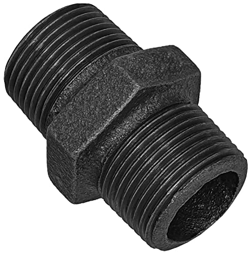 Gewinde Fitting Verschraubung aus Temperguss schwarz - Doppelnippel 1/2" Rohr Zoll Aussengewinde AG Nr. 280 von MegaHaustechnik