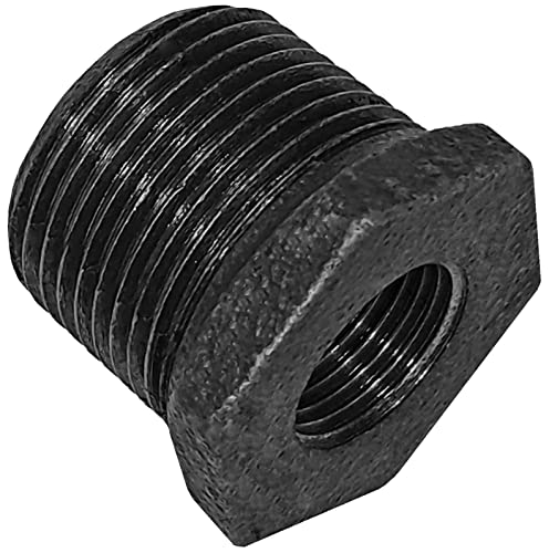 Gewinde Fitting Verschraubung aus Temperguss schwarz - Reduzierstück mit 1 1/2" Rohr Aussengewinde AG reduzierend auf 1" Innengewinde IG Rohr Zoll Nr. 241 von MegaHaustechnik