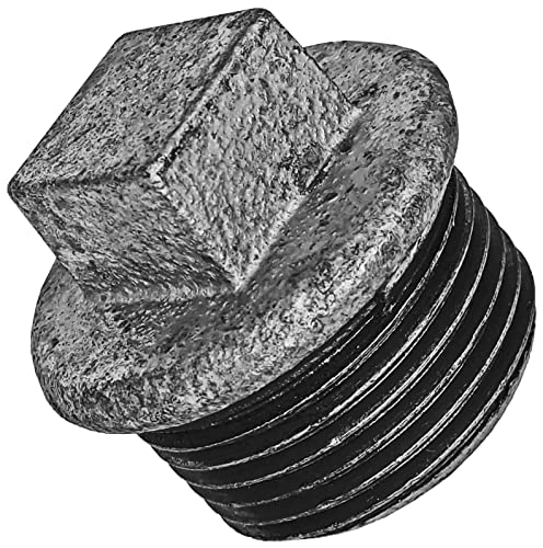 Gewinde Fitting Verschraubung aus Temperguss verzinkt - Stopfen mit Vierkant und Rand mit 1" Rohr Zoll Aussengewinde AG Nr. 290 von MegaHaustechnik