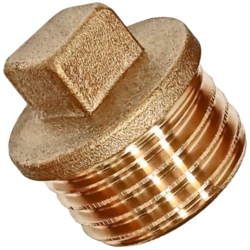 MegaHaustechnik Stopfen mit Vierkant und Rand 1/2" Rohr Zoll Aussengewinde AG - Gewinde Fitting Verschraubung aus Messing von MegaHaustechnik