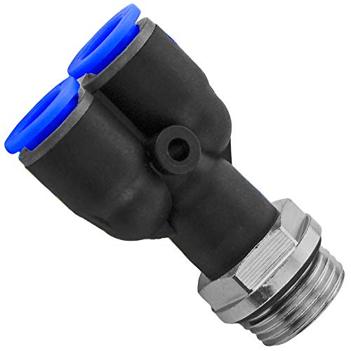 Y Stück Verteiler mit 3/8" Zoll Rohr Außengewinde AG drehbar für 6mm PU Schlauch - Steck Verbinder Pneumatik Fitting Druckluft Y Stück Verteiler mit 3/8" Zoll Rohr Außengewinde AG drehbar für 6mm PU Schlauch - Steck Verbinder Pneumatik Fitting Druckluft von MegaHaustechnik