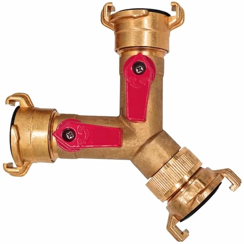 Y Verteiler aus Messing 2 Wege Schnell Kupplung absperrbar mehr Durchlass passend zu für GEKA - Abzweig Kugelhahn 3 Wege Wasser Hahn von MegaHaustechnik