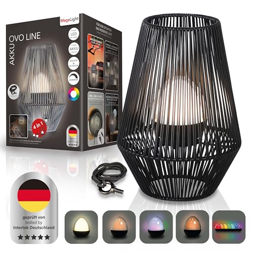 MegaLight Outdoor Tischlampe | Outdoor Stehlampe | Schlaffreundliches Licht | Akku Tischlampe Kabellos | 1800K-3000K+RGB | Indoor & Outdoor | IP54 & SPRITZWASSERGESCHÜTZT | OVO Line von MegaLight