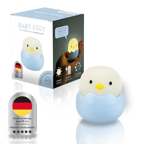 MegaLight LED Nachtlicht Kinder | Nachtlicht Baby ohne verschluckbare Kleinteile | Stilllicht dimmbar Touch | Nachtlampe USB Aufladung | Baby Eggy Einzelartikel in BLAU von MegaLight