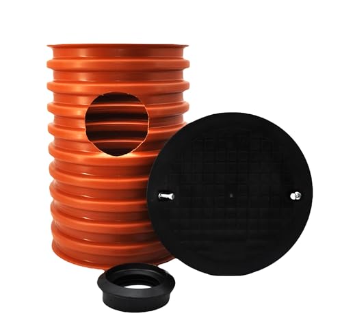 Drainageschacht DN315 0,5m/1m mit Anschluss 1xDN110/1xDN160 Deckel Sickerschacht KG Schacht Kontrollschacht KG Rohr Drainage Dachrinne Mit Boden/Ohne Boden (0,5m Rohr 1x Manschette 160 ohne Boden) von Megaa store