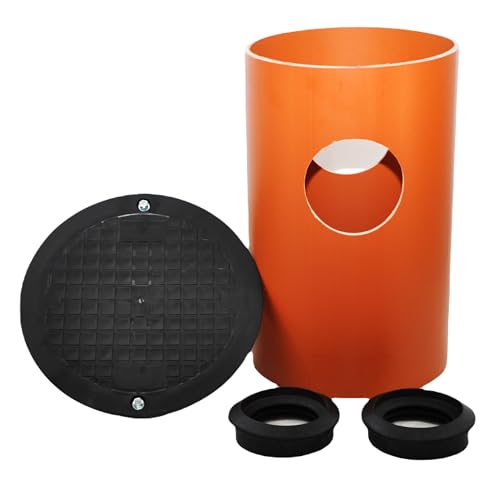 KG Rohr Abwasserrohr DN315 0,5m/1m mit Anschluss 2xDN110/2xDN160 2x Manschette Drainageschacht Deckel Sickerschacht KG Schacht Kontrollschacht KG Rohr Drainage Dachrinne (0,5m Rohr 2x Manschette 160) von Megaa store