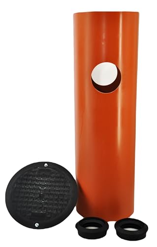 KG Abwasserrohr DN315 0,5m/1m Mit Anschluss 2xDN110/2xDN160, Manschette, Drainageschacht, Deckel, Sickerschacht, Kontrollschacht, Drainage, Dachrinne (1m Rohr 2x Manschette 110) von Megaa store