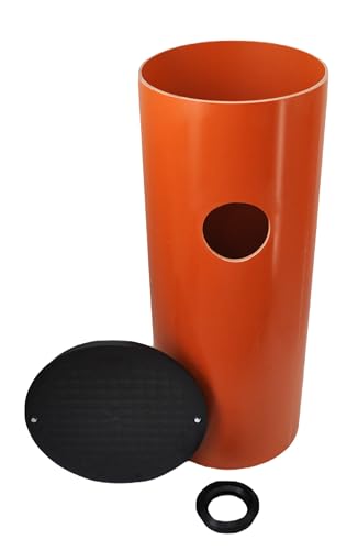 KG Rohr Abwasserrohr DN400 0,5m/1m mit 1/2/3/4Anschluss DN110/DN160 Manschette Drainageschacht Deckel Sickerschacht KG Schacht Kontrollschacht KG Rohr Drainage Dachrinne (1m Rohr 1x Manschette 160) von Megaa store