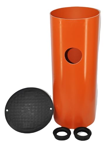 KG Abwasserrohr DN400 0,5m/1m mit Anschluss 2xDN110/2xDN160 2x Manschette Drainageschacht Deckel Sickerschacht KG Schacht Kontrollschacht Drainage Dachrinne (1m Rohr 2x Manschette 110) von Megaa store