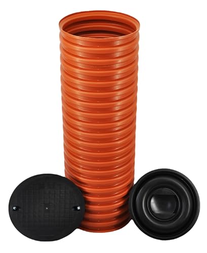 KG Rohr Abwasserrohr Mit Boden DN315/DN425 1m mit Deckel Sickerschacht KG Schacht Kontrollschacht Drainage Dachrinne Wellrohr Schachtrohr (1m Rohr DN315 Orange mit Boden und Deckel) von Megaa store