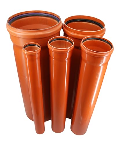 KG Rohr Abwasserrohr aus Kunststoff mit Steckmuffe und Gummidichtring DN400 DN315 DN200 DN160 DN110 Kontrollschacht Schachtrohr (3 Stück Rohr DN110 - Länge 106cm) von Megaa store