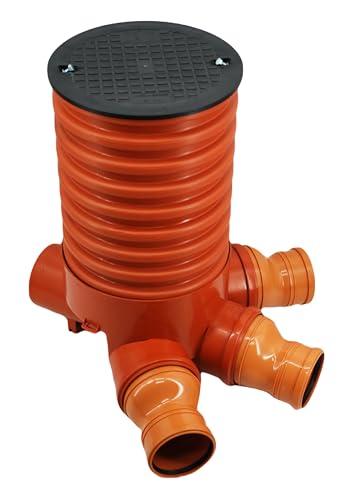 Megaastore Kontrollschacht DN 315/160/125/110 - Revisionsschacht Mit 1m/0,5m Rohr, Wasserdichter Schachtdeckel - Komplett SET (0,5 m Anschlüsse DN110) von Megaa store
