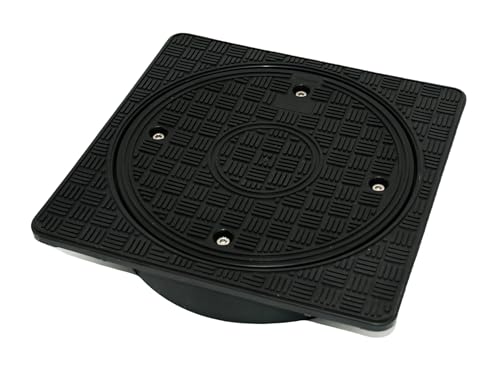 Schachtabdeckung Schachtdeckel Kanaldeckel Deckel Kunststoff Rund und quadratisch Ø DN315 Schwarz PP Abflusssteigrohr Rohr Zisternendeckel (Abdeckung quadratisch ohne Lüftungsöffnungen) von Megaa store