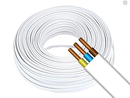 Flach Weiß Feuchtraumkabel Kabel Leitung YDY NYM-J 3 x 1,5mm | Elektrokabel Stromkabel (200m) von Megaastore