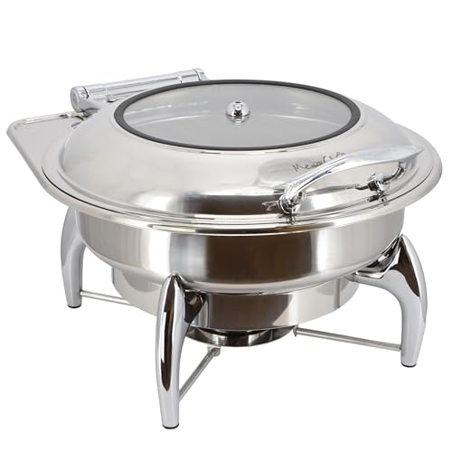 MegaChef Professioneller Chafing Dish/Speisenwärmer/Buffet-Serviertabletts mit Fenster und Scharnierdeckel für Unterhaltung, Catering, große Versammlungen (6,3 Qt. mit Fenster) von Megachef