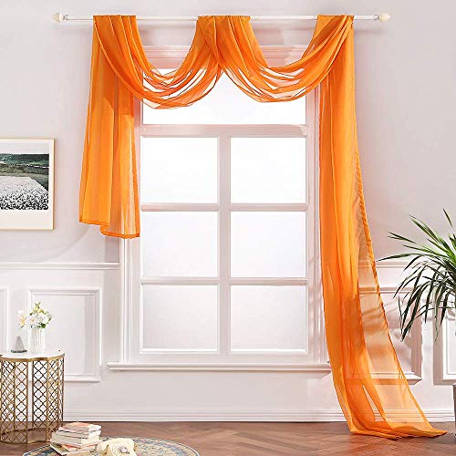 Megachest, maßgeschneiderter Voile-Querbehang, 26 Farben zur Auswahl, Polyester, Orange, 57"X118"(145cmX300cm) von Megachest