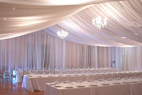 Megachest 213 cm breiter, Reiner weißer Voile-Vorhangstoff (reinweiß, 213 cm breit x 20 m lang) von Megachest