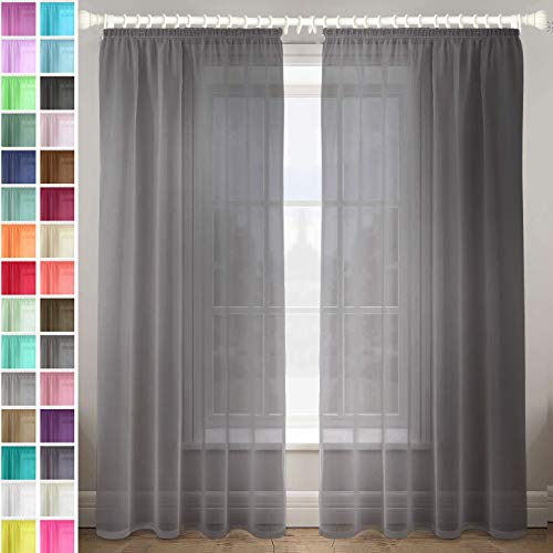 Megachest Lucy Gewebter Voile-Raffband, 2 Paneele mit Raffhaltern, Dunkelsilber, 142,2 cm breit x 228,5 cm lang von Megachest