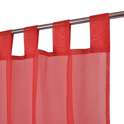 Megachest Lucy Gewebter Voile-Schlaufenvorhang, 2 Paneele mit Bändern (28 Farben) (rot, 142,2 cm breit x 183 cm lang (B x H) von Megachest