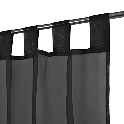 Megachest Lucy Voile-Vorhang mit Schlaufen, gewebt, 2 Paneele mit Bändern, Schwarz, B 142 x H 206 cm, in 28 Farben von Megachest