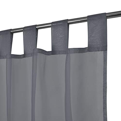 Megachest Lucy Gewebter Voile-Schlaufenvorhang, 2 Paneele mit Bindebändern (28 Farben) (dunkelsilber, 142,2 cm breit x 228,5 cm lang) von Megachest